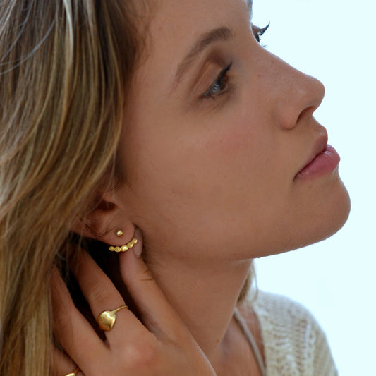 Golden Grace: Versatile Ear Jacket Earrings - AlmaJewelryShop