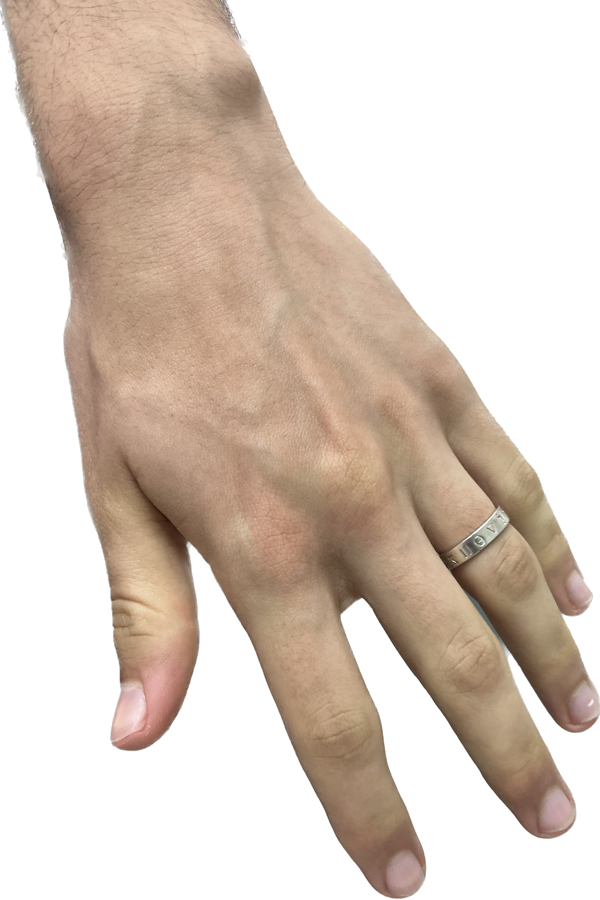 Silver band  ring inscribed with Greek letters - AlmaJewelryShop