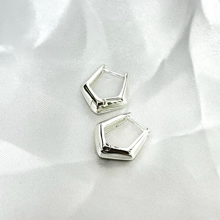 Hexagonal Silver Earrings - AlmaJewelryShop
