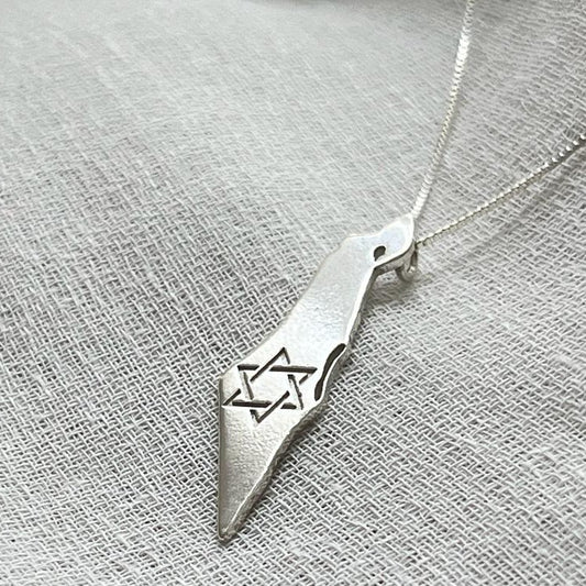 Israel Map and Psalm Pendant - AlmaJewelryShop