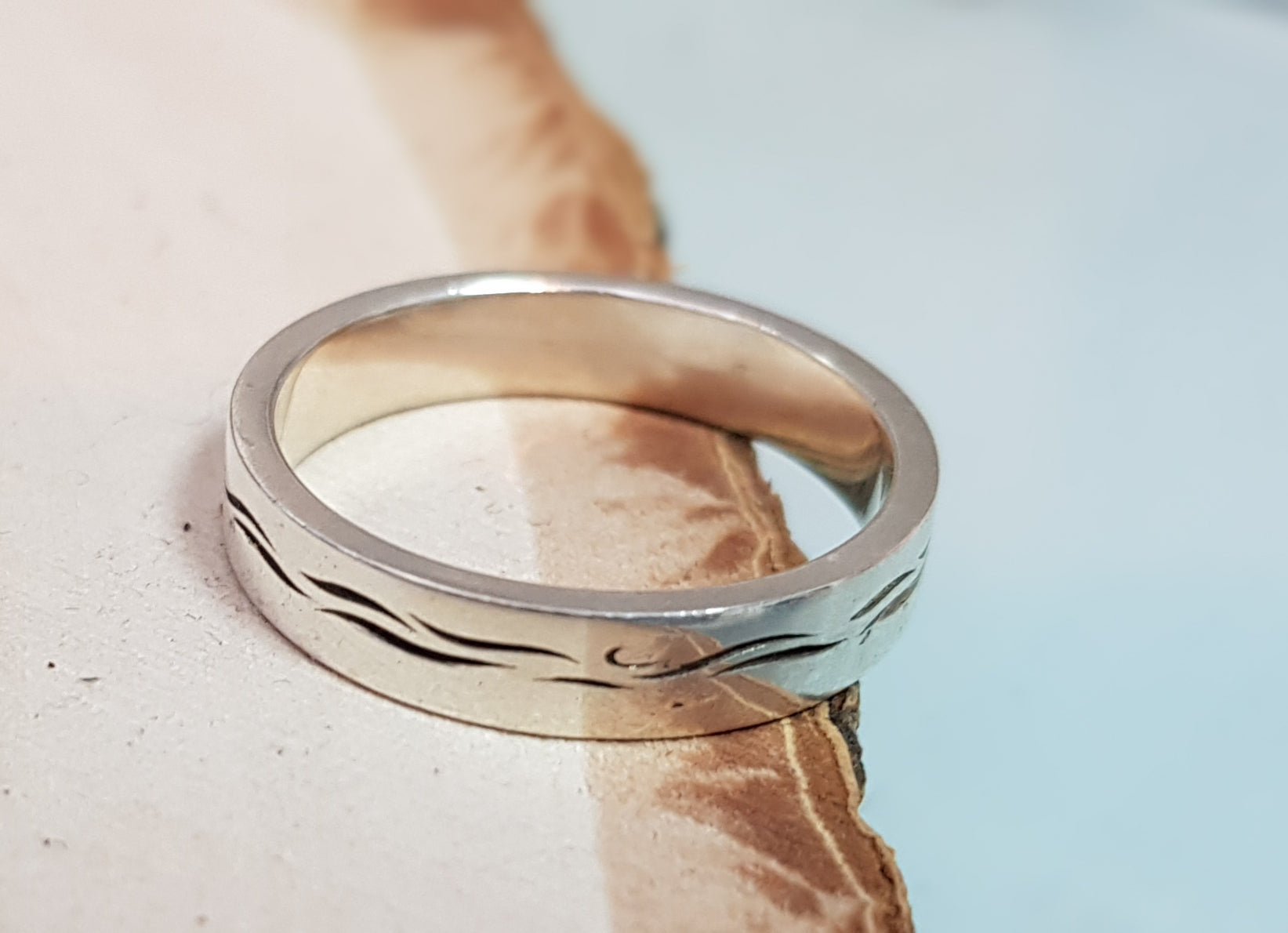 Waves Ring, Sterling Silver Men Ring, Name ring, silver ring, Personalized Ring, design ring - AlmaJewelryShop Online boutique for gold and silver jewelry 