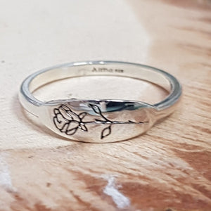 Sterling Silver Rose Design Band Ring