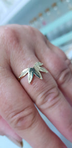 Diamond  Flower Ring | Delicate SOLID 14k Gold Flower Ring | Hand Carved Flower Ring | Dainty Botanical Jewelry - AlmaJewelryShop Online boutique for gold and silver jewelry 