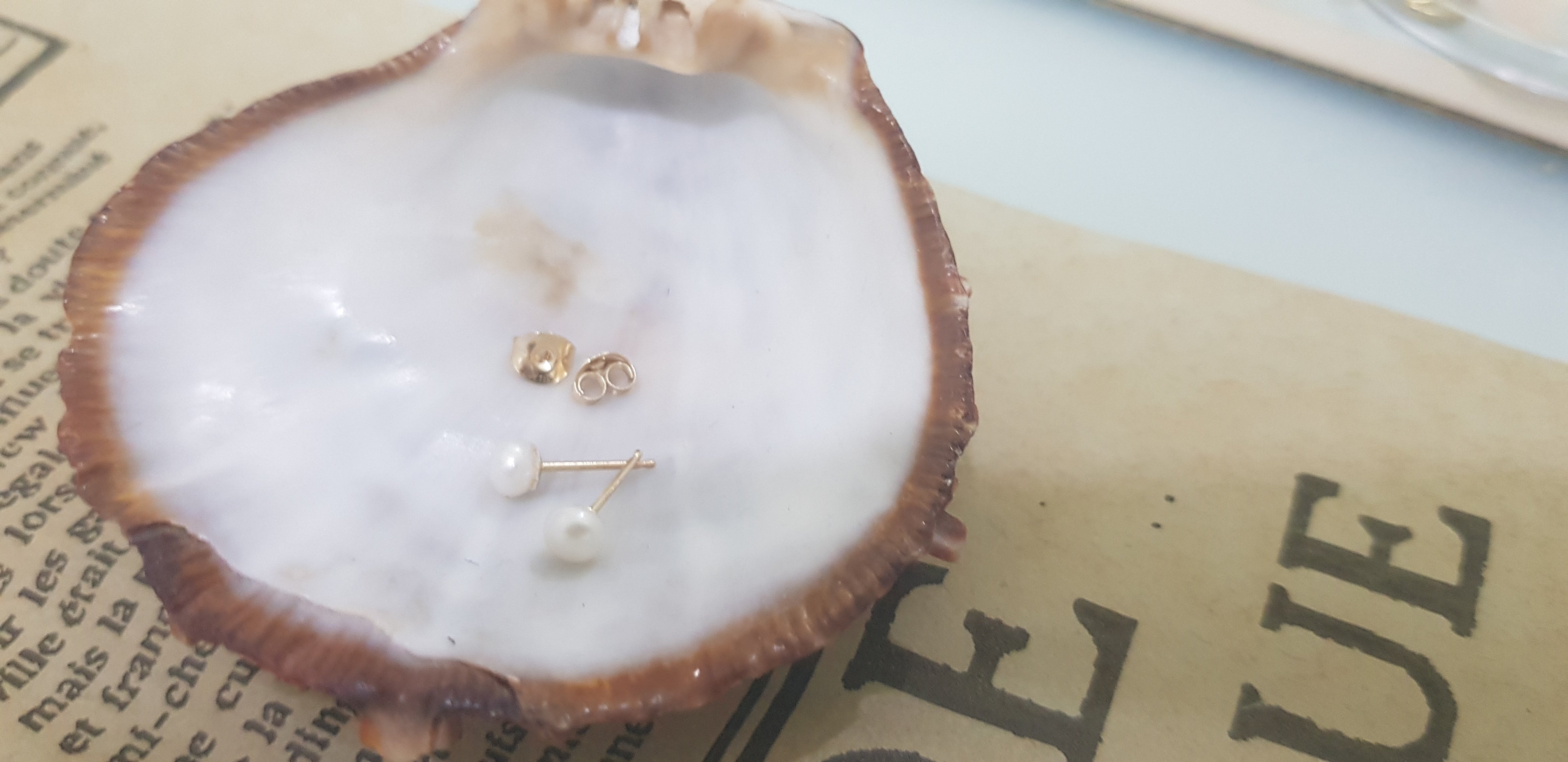 14k  Pearl Stud Earrings - AlmaJewelryShop Online boutique for gold and silver jewelry 