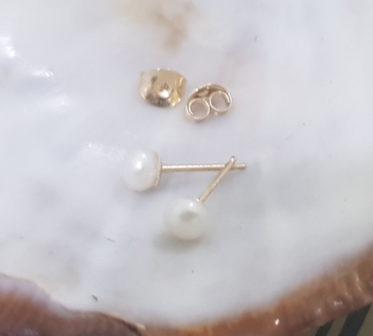 14k  Pearl Stud Earrings - AlmaJewelryShop Online boutique for gold and silver jewelry 