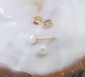 14k  Pearl Stud Earrings - AlmaJewelryShop Online boutique for gold and silver jewelry 