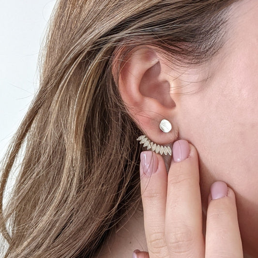Organic Post Silver Ear Jacket - AlmaJewelryShop Online boutique for gold and silver jewelry 