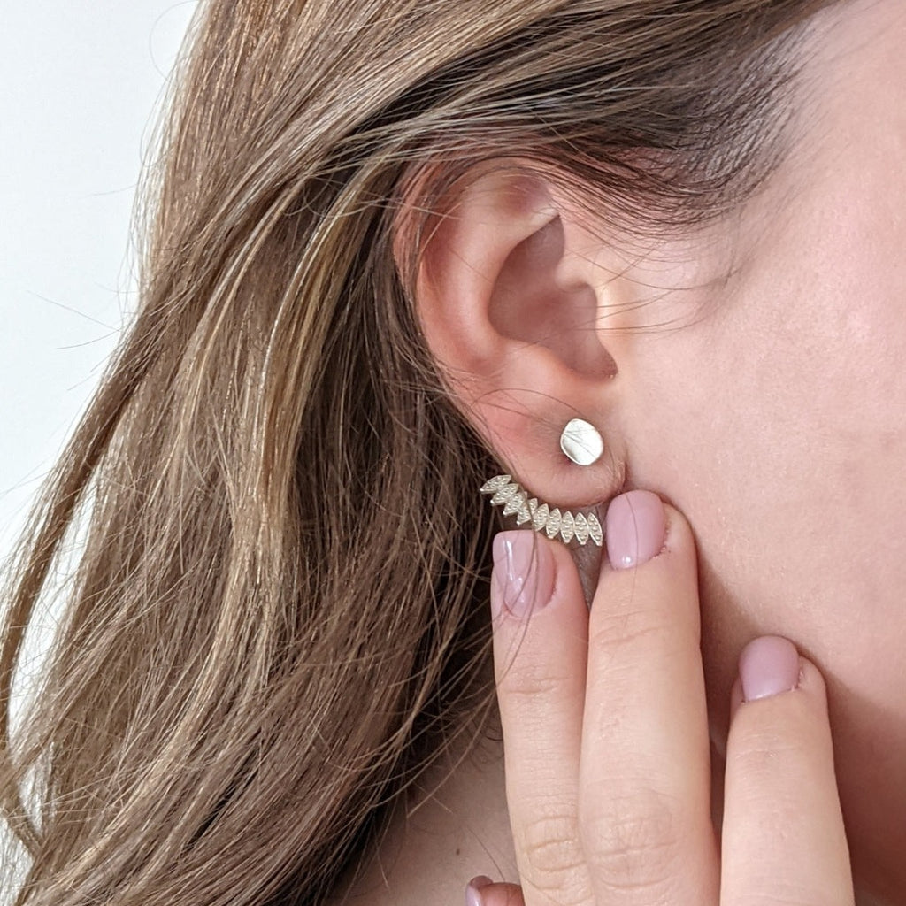 Organic Post Silver Ear Jacket - AlmaJewelryShop Online boutique for gold and silver jewelry 
