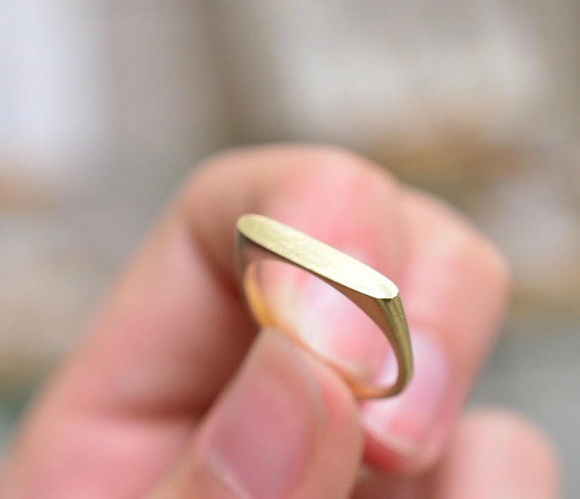 Gold Signet Ring, Name ring, Stackable Ring, Personalized Name Ring - AlmaJewelryShop Online boutique for gold and silver jewelry 