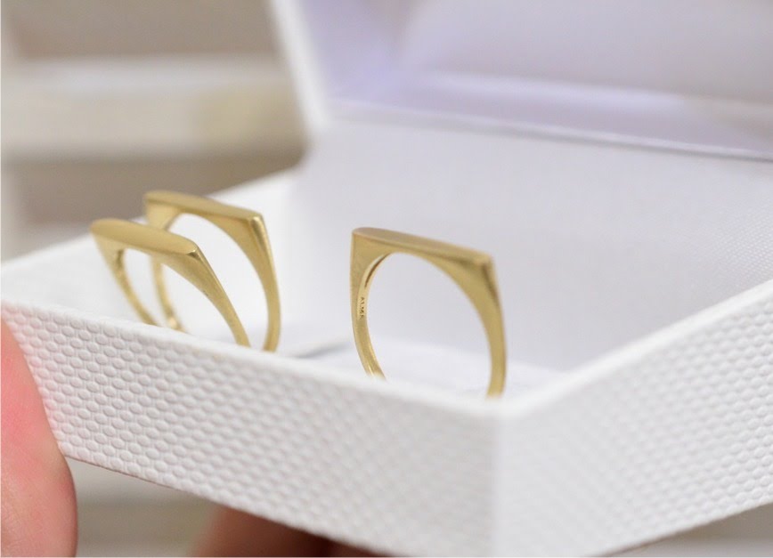 Gold Signet Ring, Name ring, Stackable Ring, Personalized Name Ring - AlmaJewelryShop Online boutique for gold and silver jewelry 