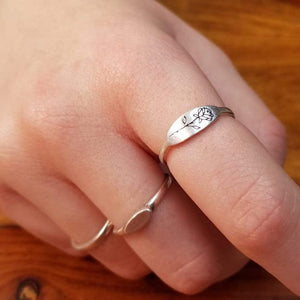 925 Sterling Silver Rose Design Band Ring | Size 5 to 12 |  Minimalist Delicate Jewelry - AlmaJewelryShop Online boutique for gold and silver jewelry 