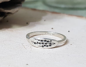 Dainty Silver Ring | College Student Gift Lavender Delicate Ring | Wildflower Oval Ring | Lavender Ring | Flower Ring | Signet Ring