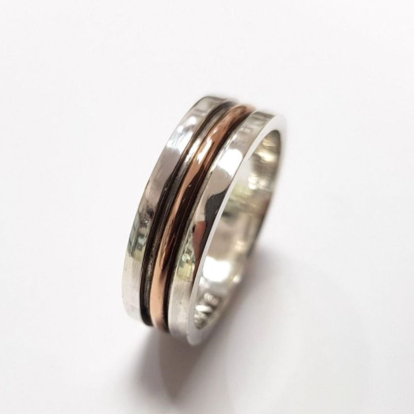 Rose Gold & Sterling Silver Men Ring, Name ring, silver ring, Personalized Name Ring, design ring - AlmaJewelryShop Online boutique for gold and silver jewelry 