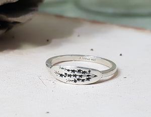 Dainty Silver Ring | College Student Gift Lavender Delicate Ring | Wildflower Oval Ring | Lavender Ring | Flower Ring | Signet Ring